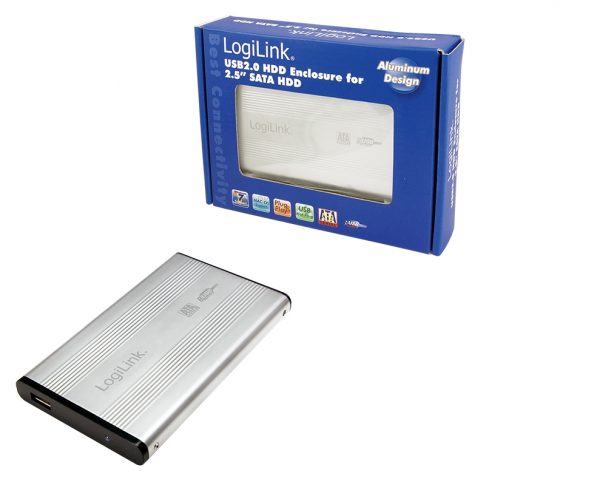 2.5" Logilink Enclosure USB2.0 / SATA / Zilver