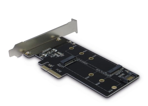 Adapter LP NVMe-->PCIe +M.2 SATA-->SATA Inter-Tech KT015